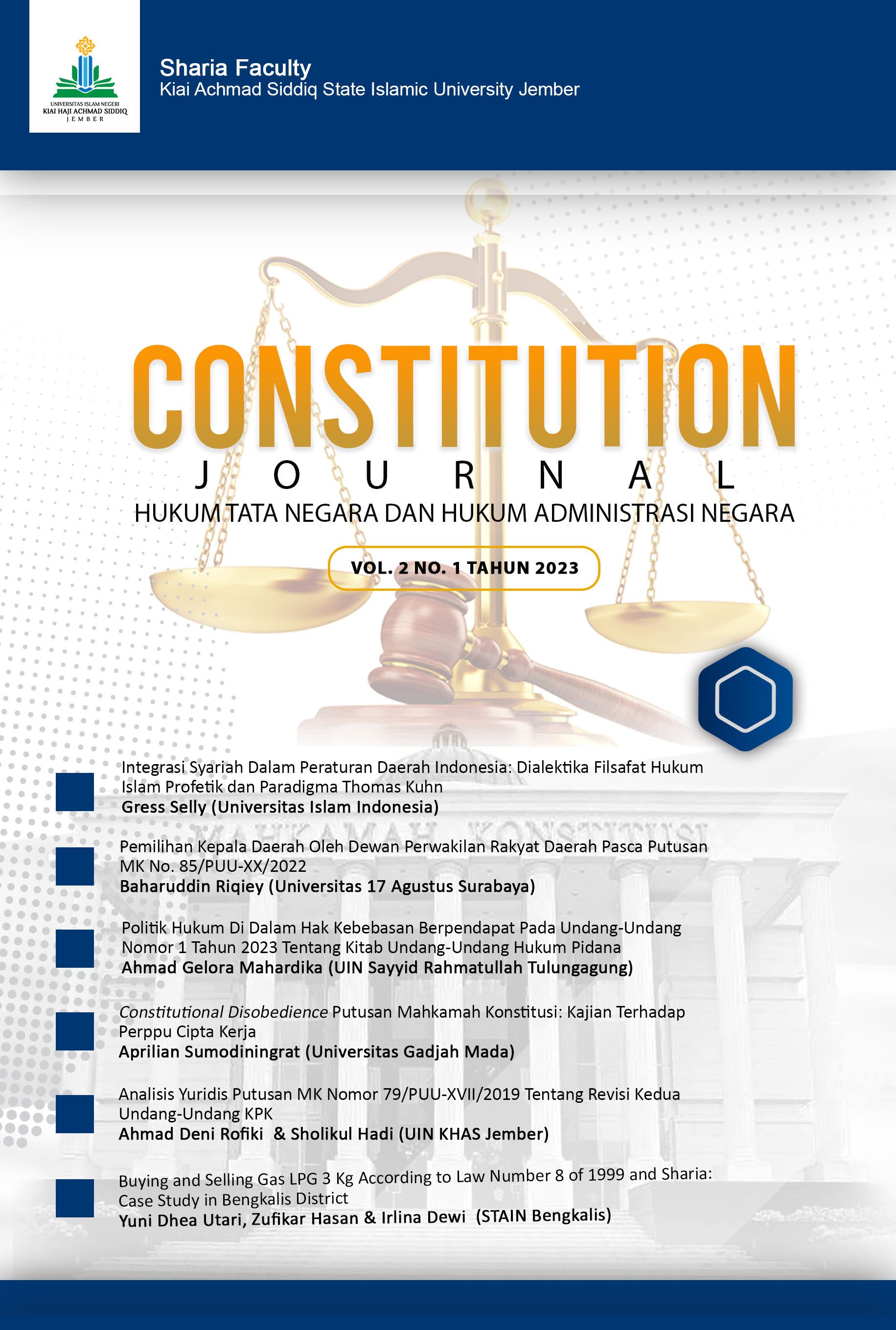 					View Vol. 2 No. 1 (2023): Constitution Journal June 2023
				